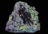 Sparkling Azurite Crystal Cluster with Malachite - Laos #69716-1